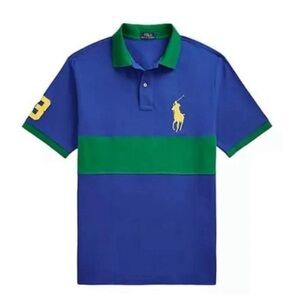 POLO RALPH LAUREN BIG & TALL 2XL-TALL BLUE GREEN BIG PONY COTTON MESH SHIRT $138